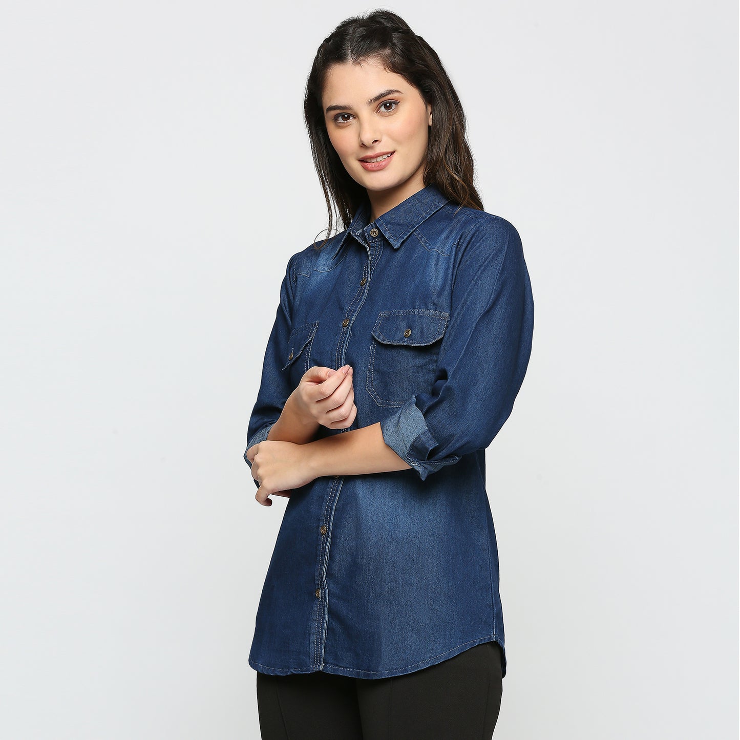 Cefalu®️ Dark Blue Denim shirt for women