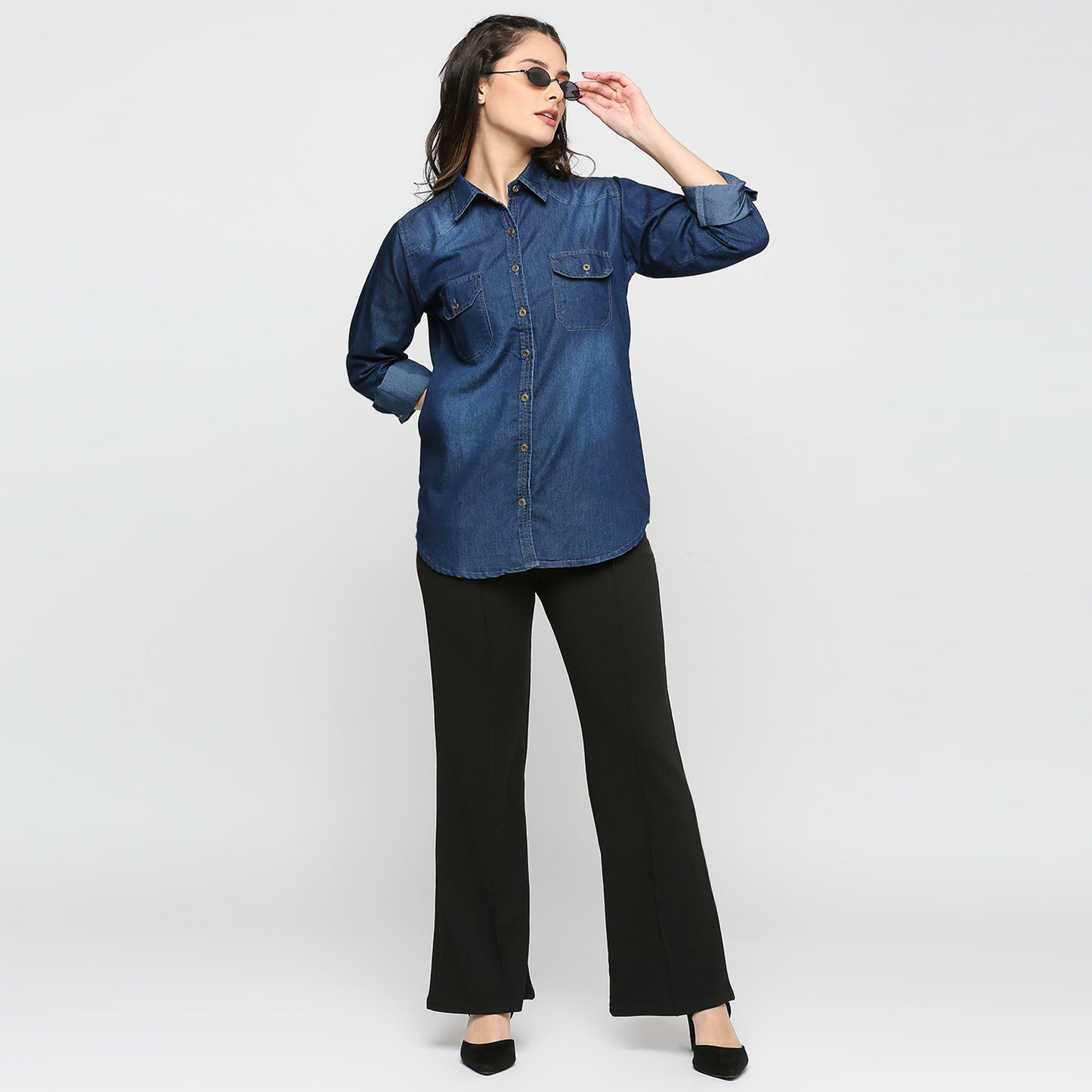 Cefalu®️ Dark Blue Denim shirt for women