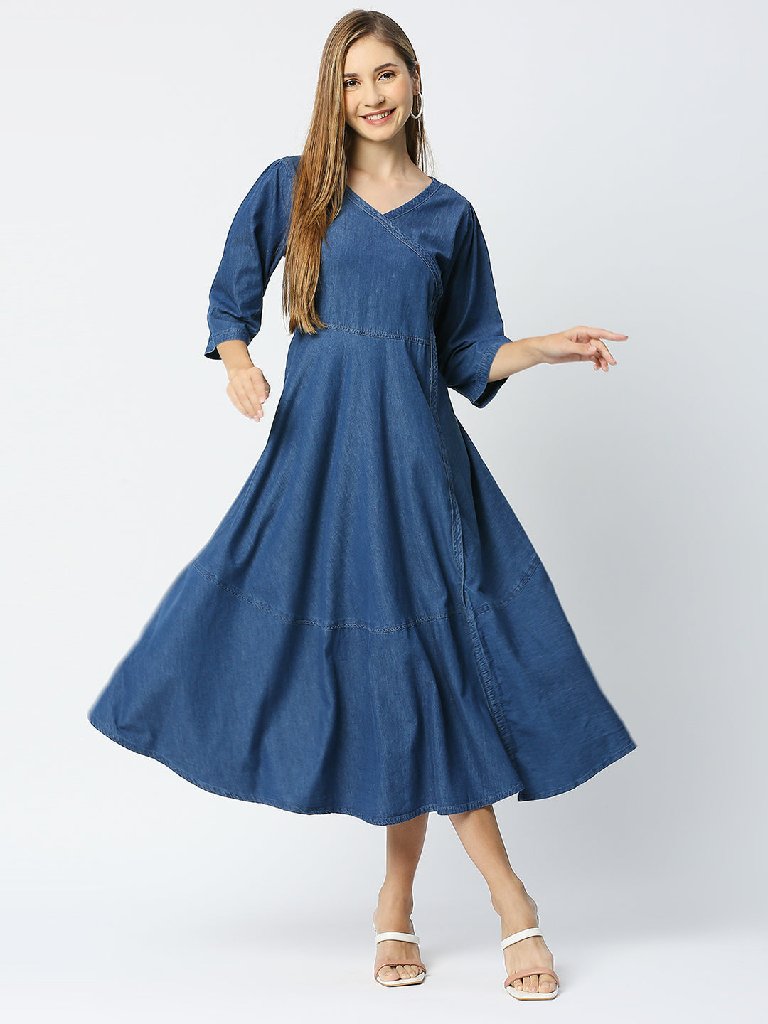 Cefalu®️ Denim Angrakha anarkiali Kurta for Women