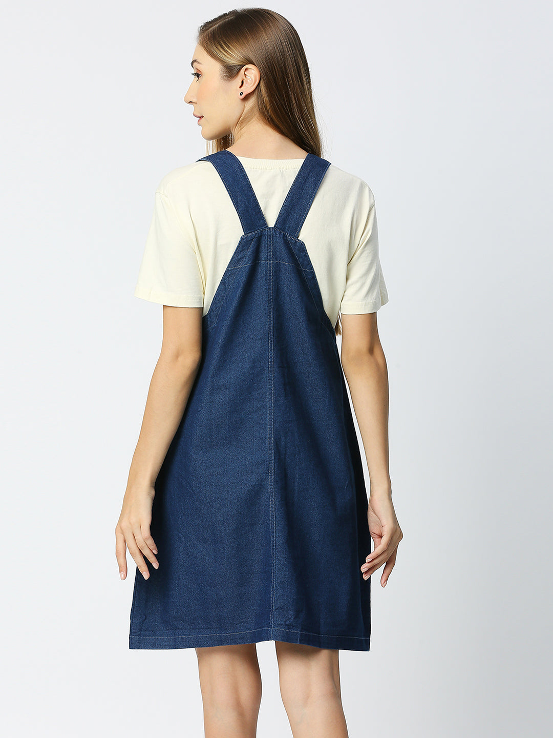 Cefalu®️ Women Buttoned Dungaree Dress with Flap Pocket