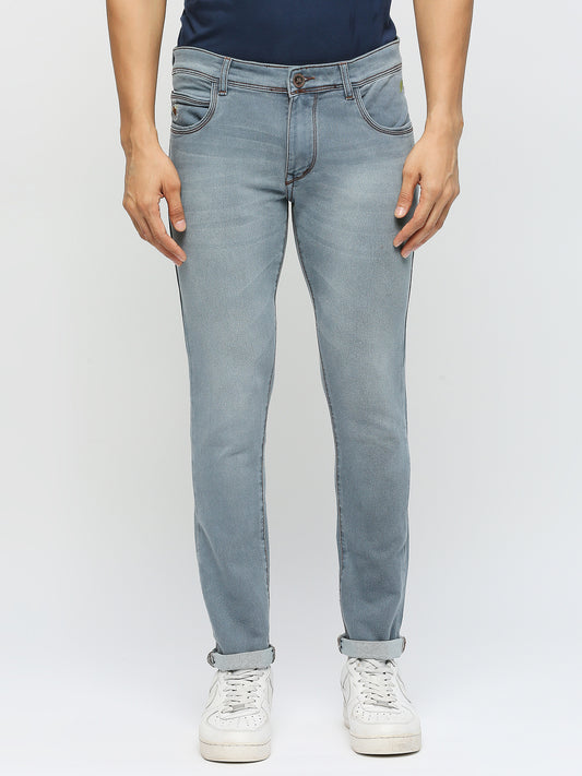 True Colors of India®️ (TCI) Light Grey Men's Slim Fit Stretchable Fabric Casual Wear Denim Jeans