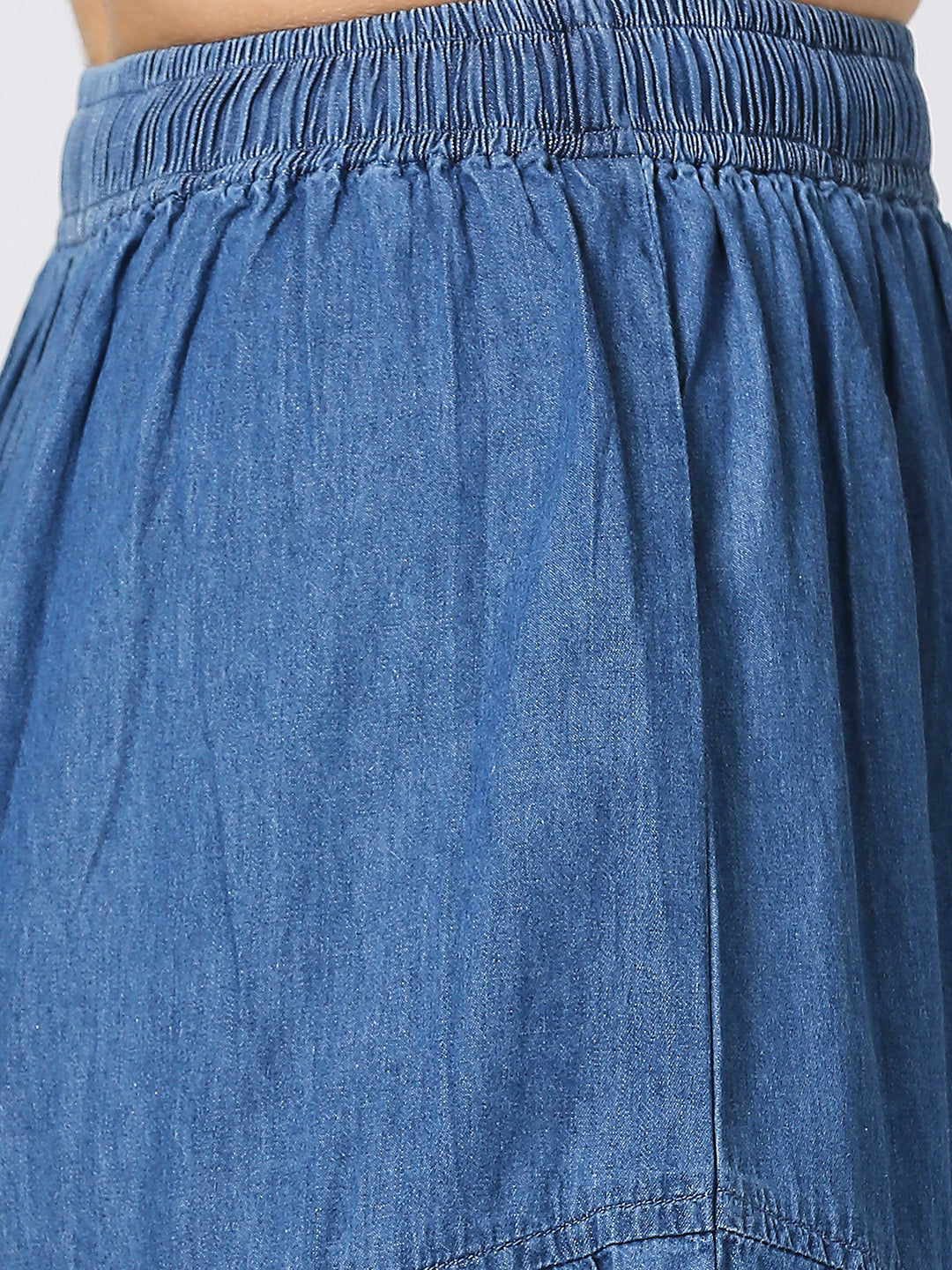 Cefalu®️ denim boho long casual tiered skirts with embridery