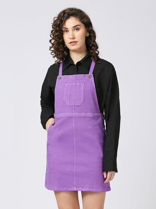 Cefalu®️ Women Purple Denim Dungree Skirt