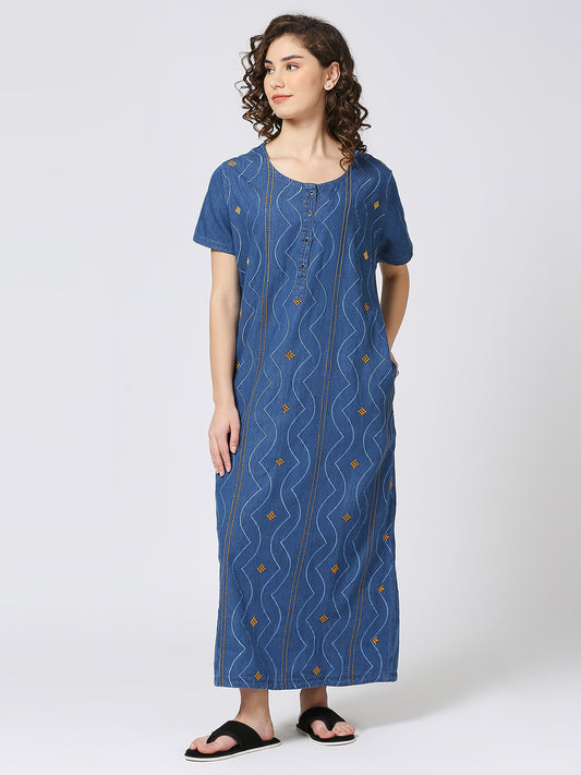 Blue Denim Gown