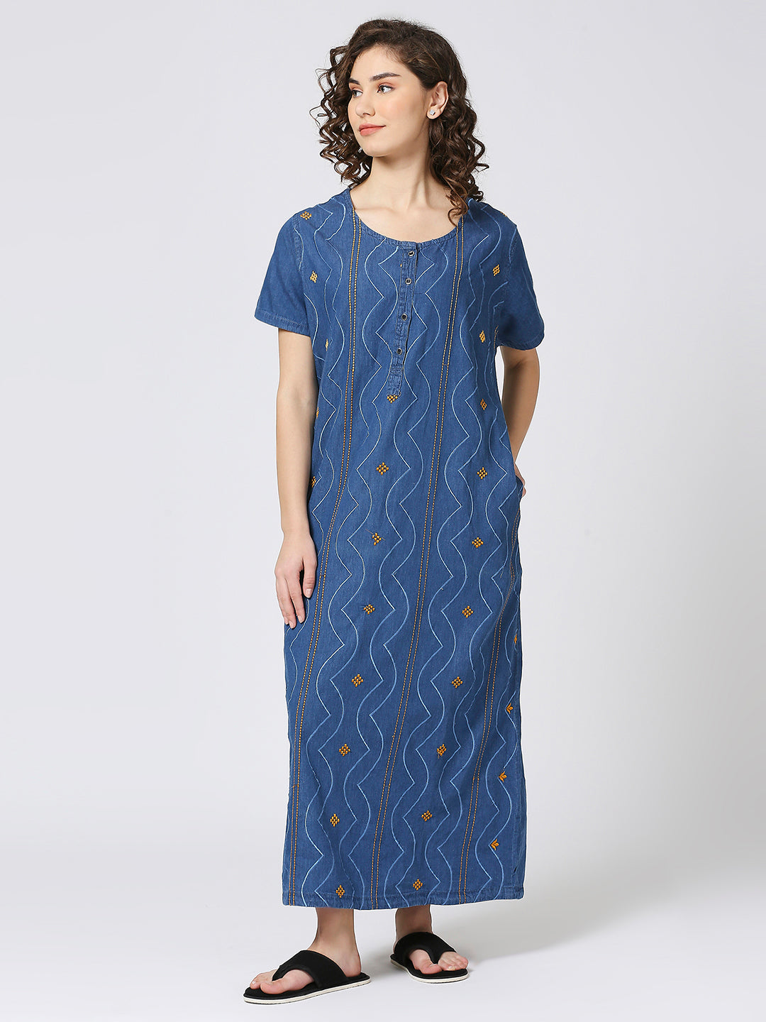 Cefalu®️ Women Blue Denim Gown