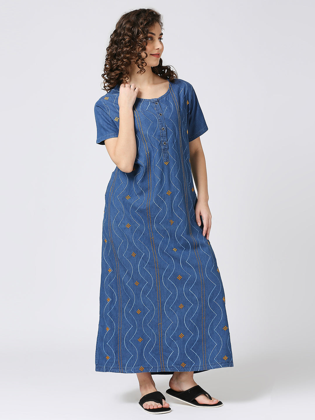 Cefalu®️ Women Blue Denim Gown