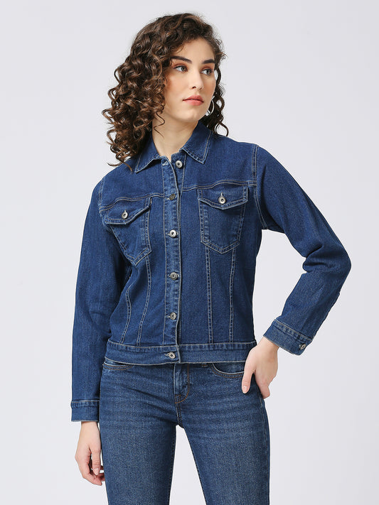 Cefalu Dark Blue Denim Jacket for women