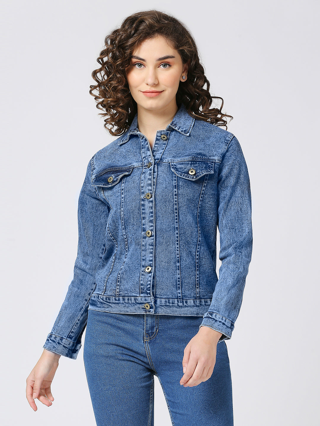 Cefalu Light Blue Denim Jacket for women