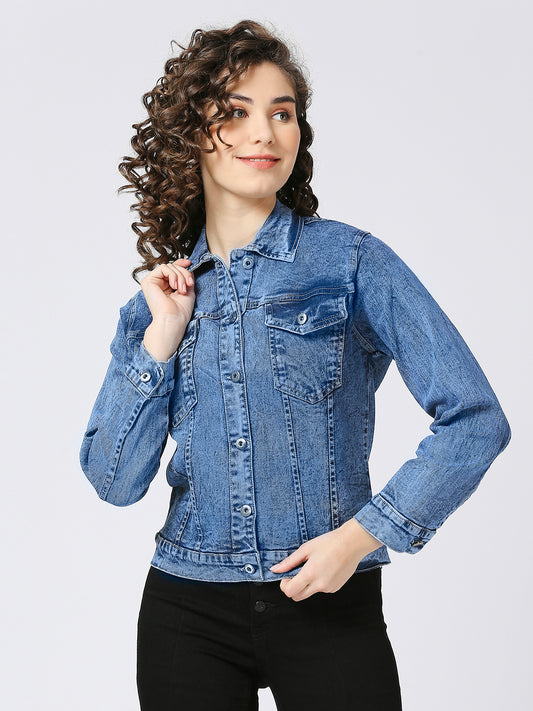 Cefalu Light Blue Denim Jacket for women