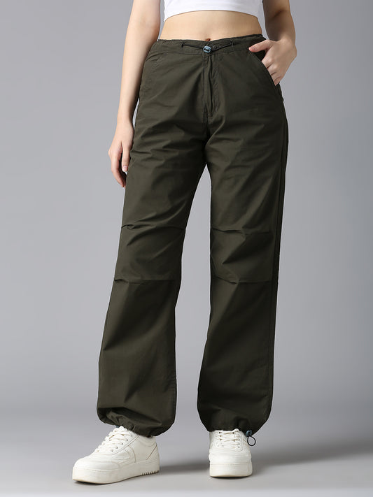 Cefalu Women Militiary Green Parachute Pants