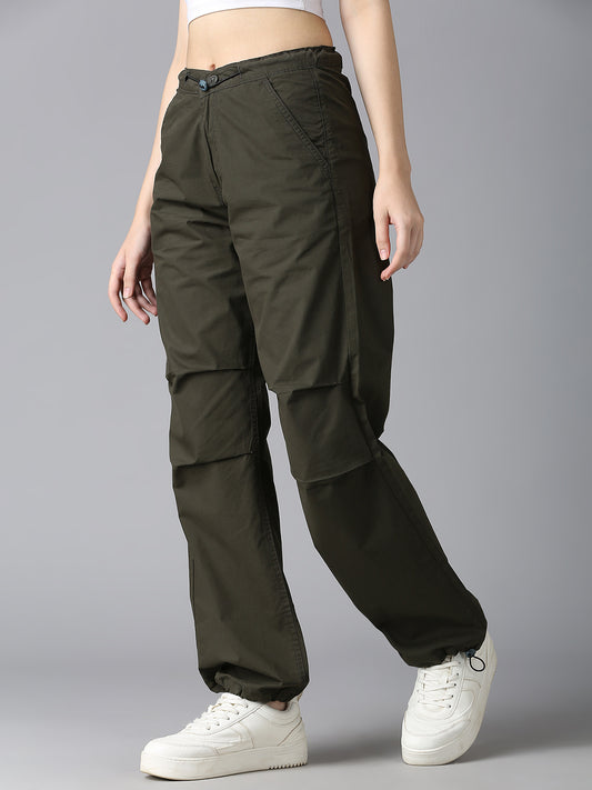 Cefalu Women Militiary Green Parachute Pants