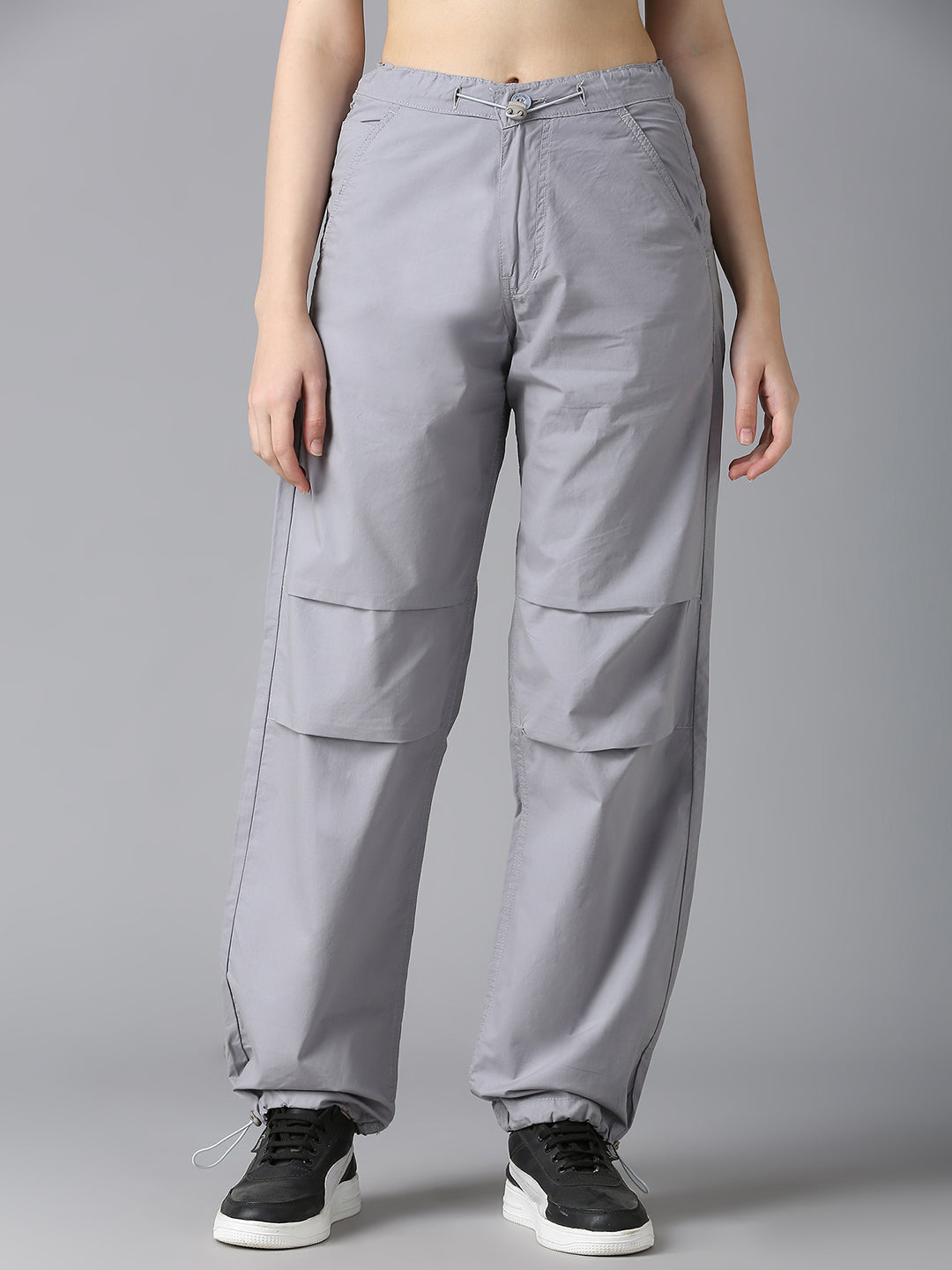 Cefalu Women Light Grey Parachute Pants