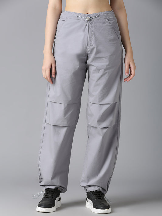 Cefalu Women Light Grey Parachute Pants