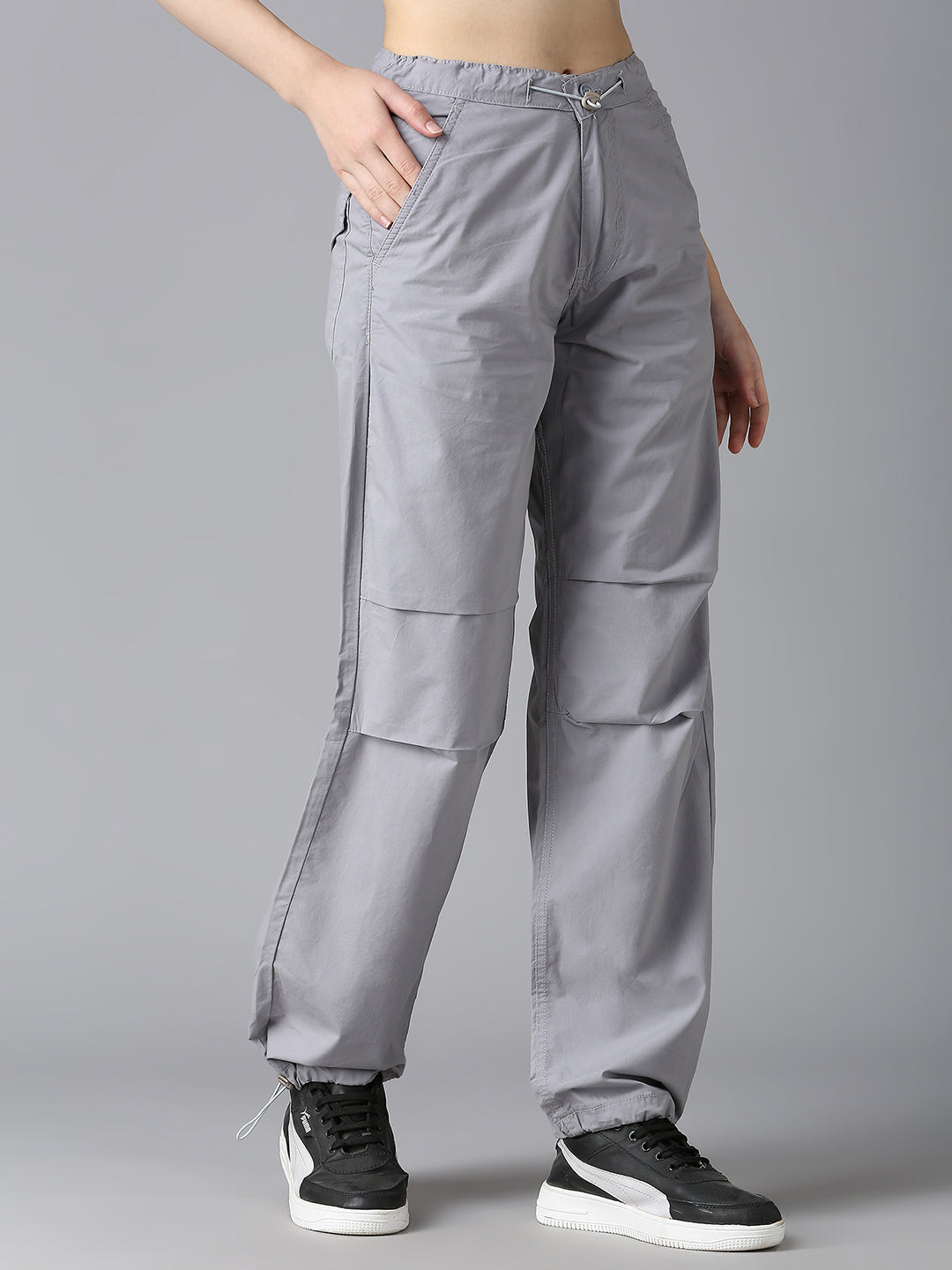 Cefalu Women Light Grey Parachute Pants
