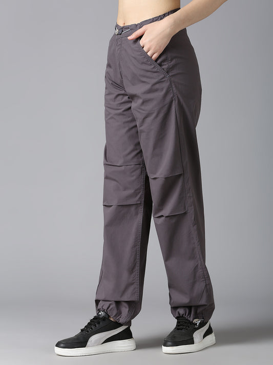 Cefalu Women Dark Grey Parachute Pants