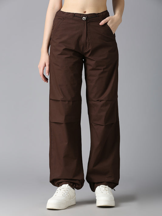 Cefalu Women Brown Parachute Pants