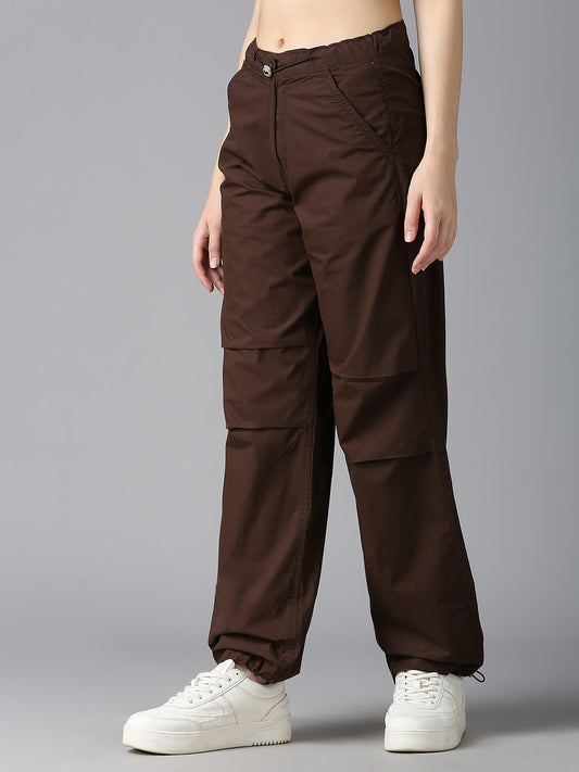 Cefalu Women Brown Parachute Pants