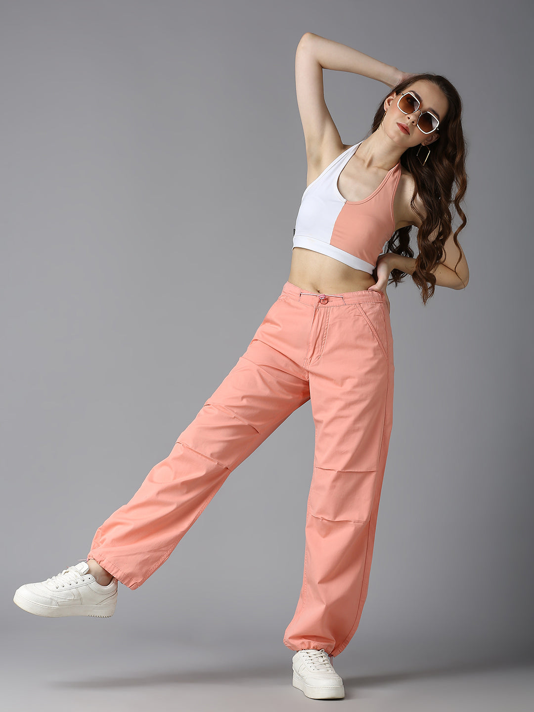 Cefalu Women Peach Parachute Pants
