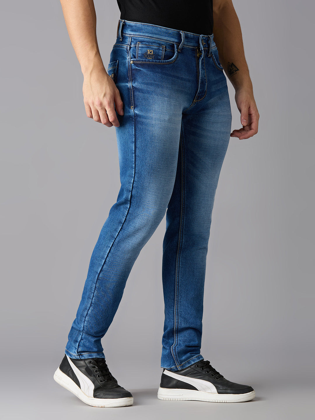 TCI Mens Truk Slim Fit Dark Blue Denim Jeans - Asthetic and Comfortable