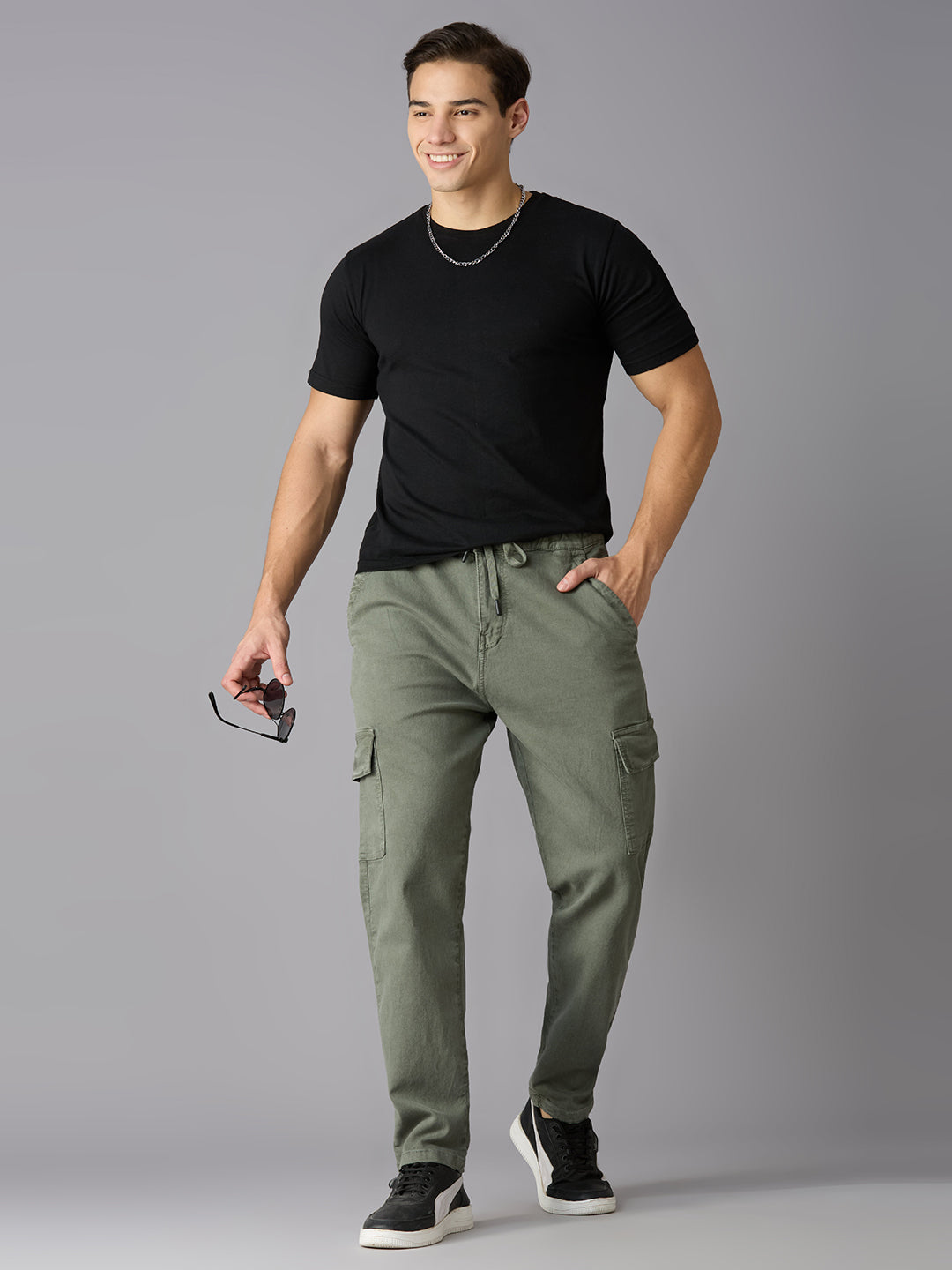 Cefalu Men Olive Cargo Pants