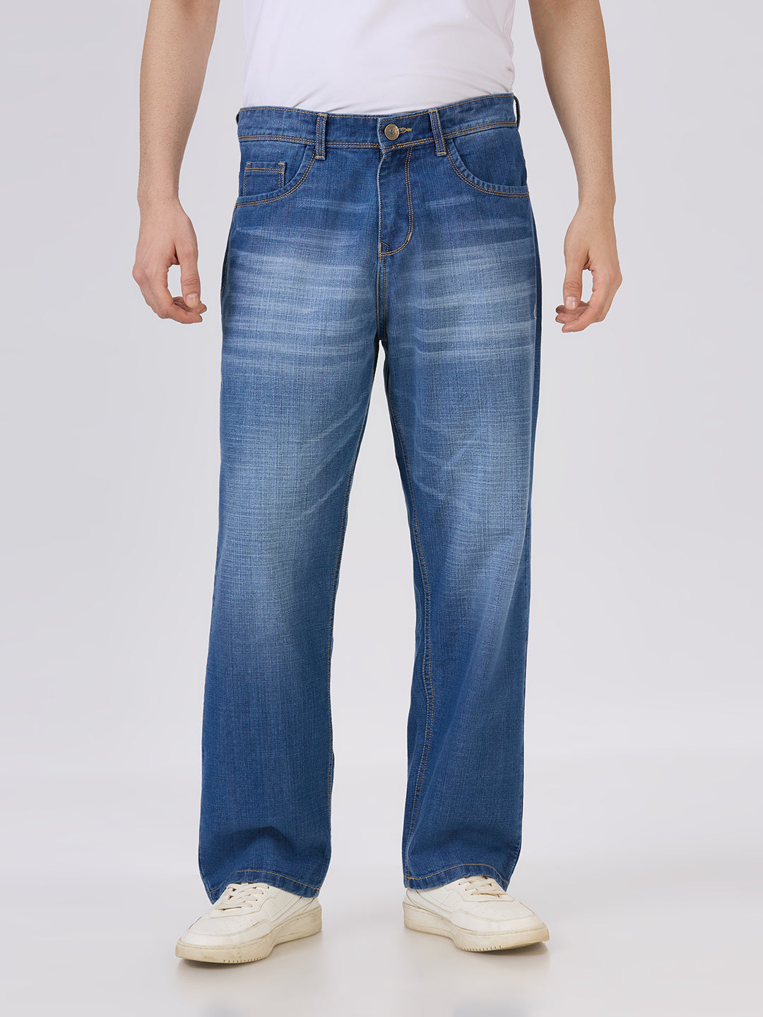 TCI Mens Classic Blue Baggy Fit Denim Jeans for Men – Trendy & Stylish