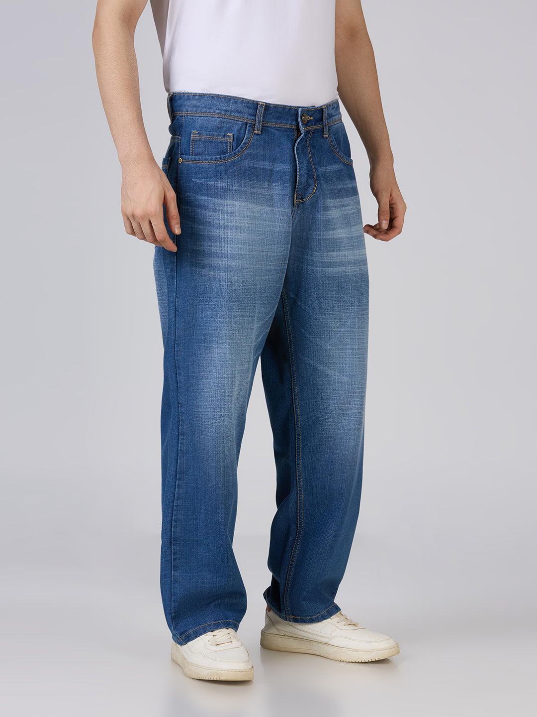 TCI Mens Classic Blue Baggy Fit Denim Jeans for Men – Trendy & Stylish
