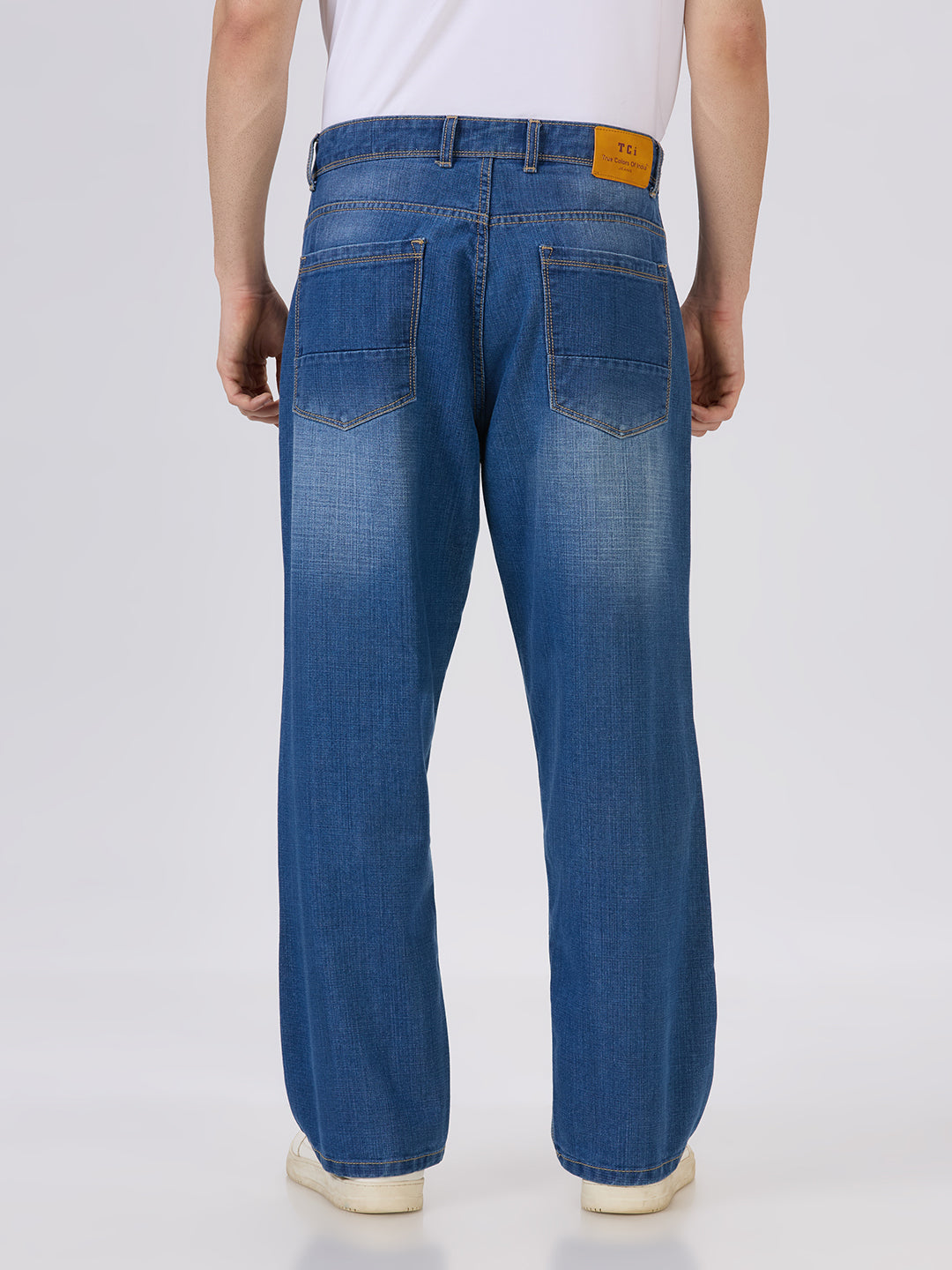 TCI Mens Classic Blue Baggy Fit Denim Jeans for Men – Trendy & Stylish