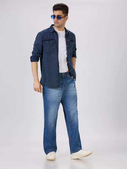 TCI Mens Classic Blue Baggy Fit Denim Jeans for Men – Trendy & Stylish