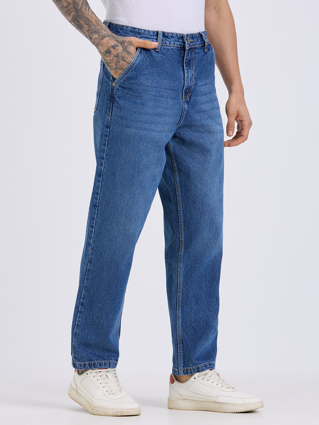 TCI Mens Classic Blue Relax Fit Denim Jeans for Men