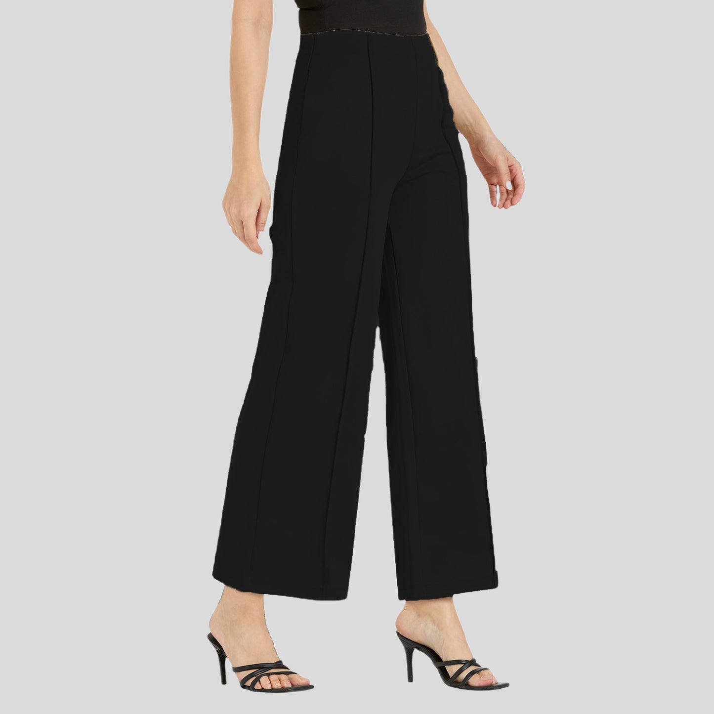 Cefalu Women Black Wide Leg Trousers