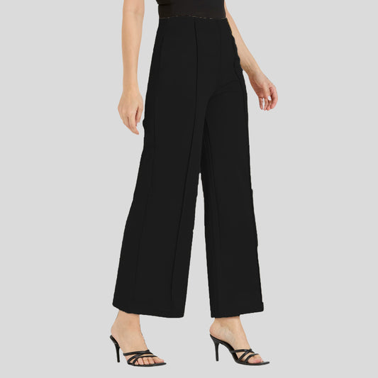 Cefalu Women Black Wide Leg Trousers