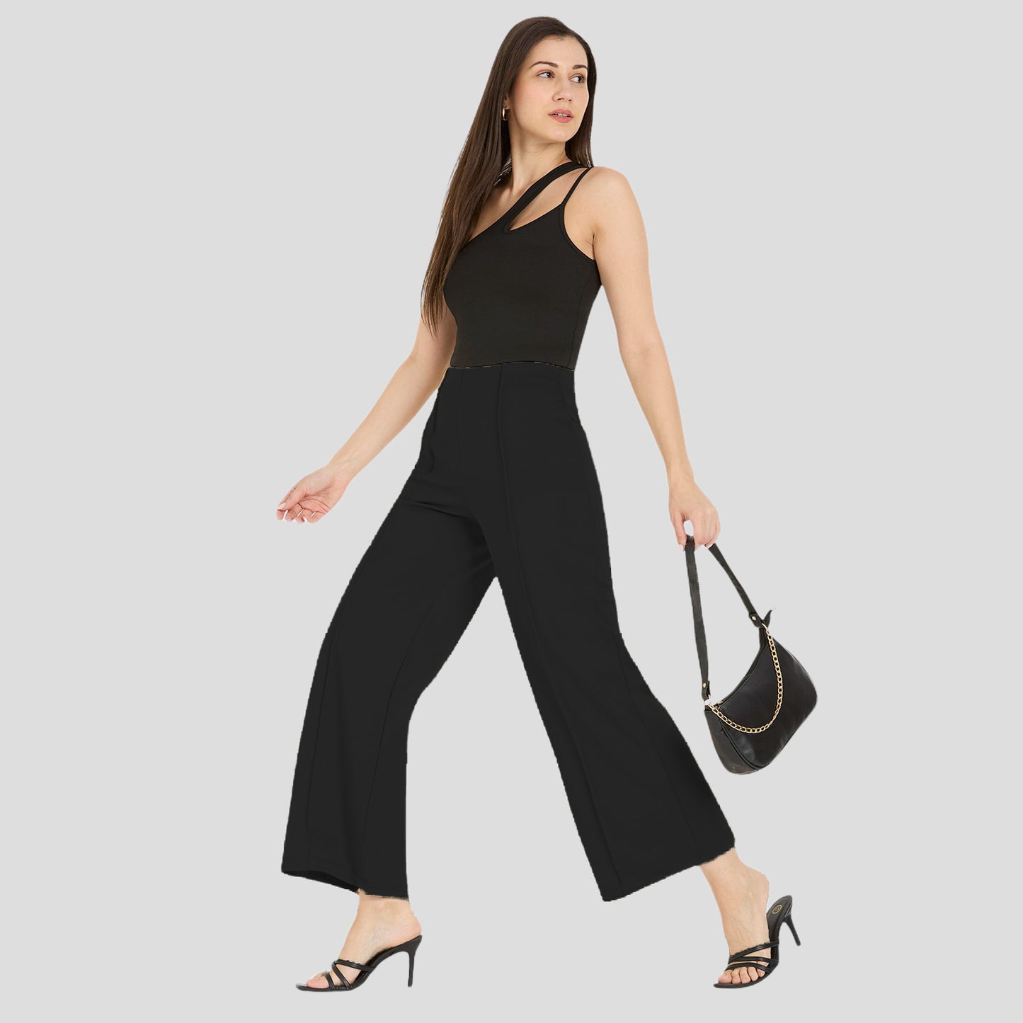 Cefalu Women Black Wide Leg Trousers