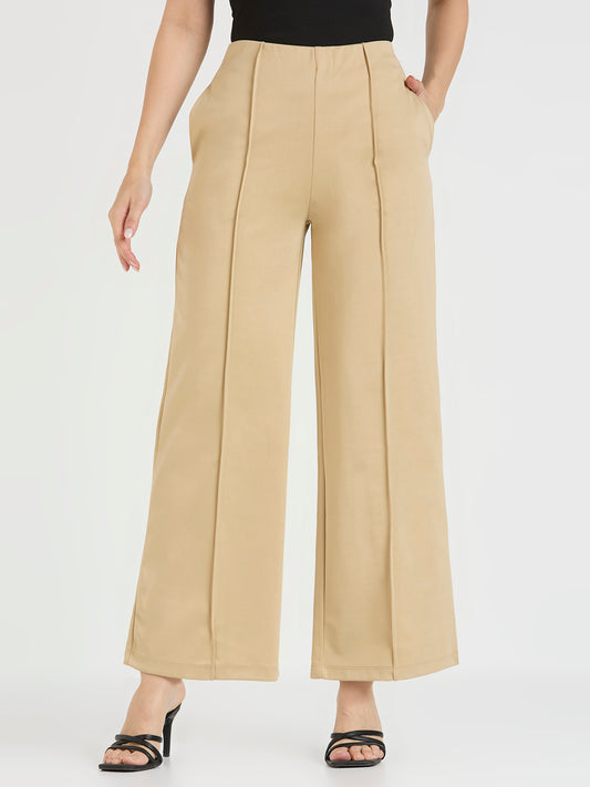 Cefalu Women Khaki Wide Leg Trousers