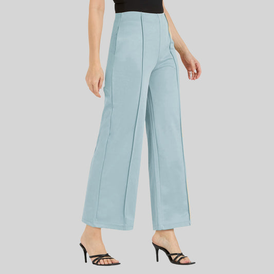 Cefalu Women Sky Blue Wide Leg Trousers