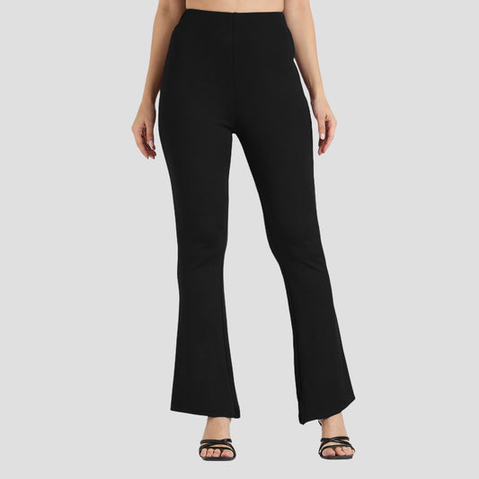 Cefalu Women Black Flared Pants