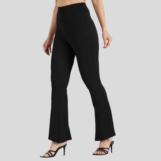 Cefalu Women Black Flared Pants
