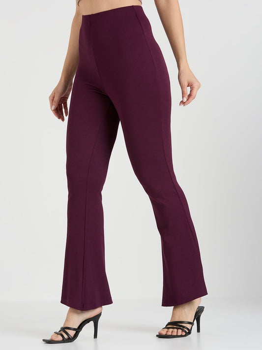 Cefalu Women Wine Flared Pants