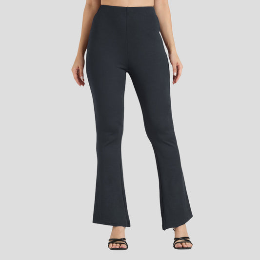 Cefalu Women Dark Grey Flared Pants