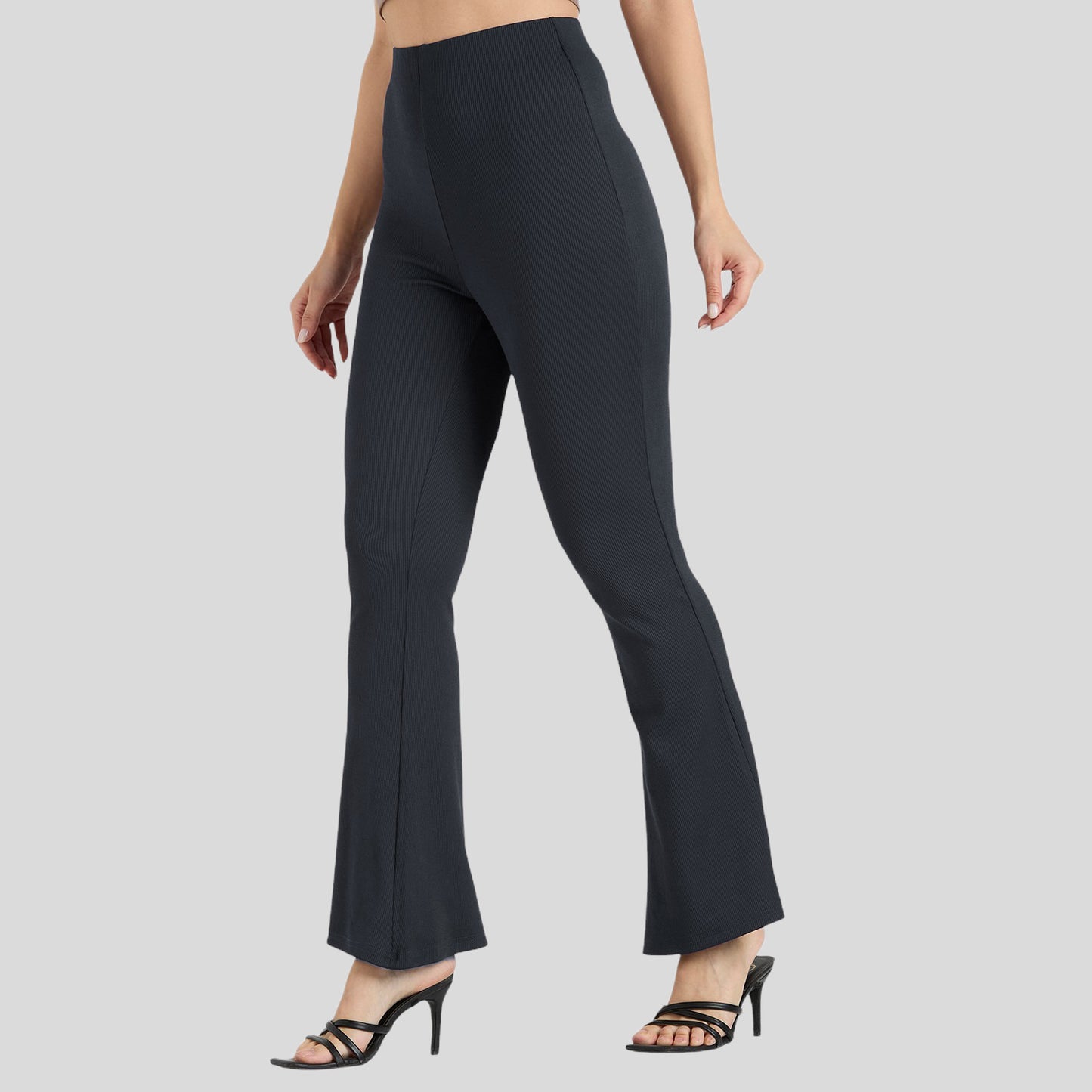 Cefalu Women Dark Grey Flared Pants