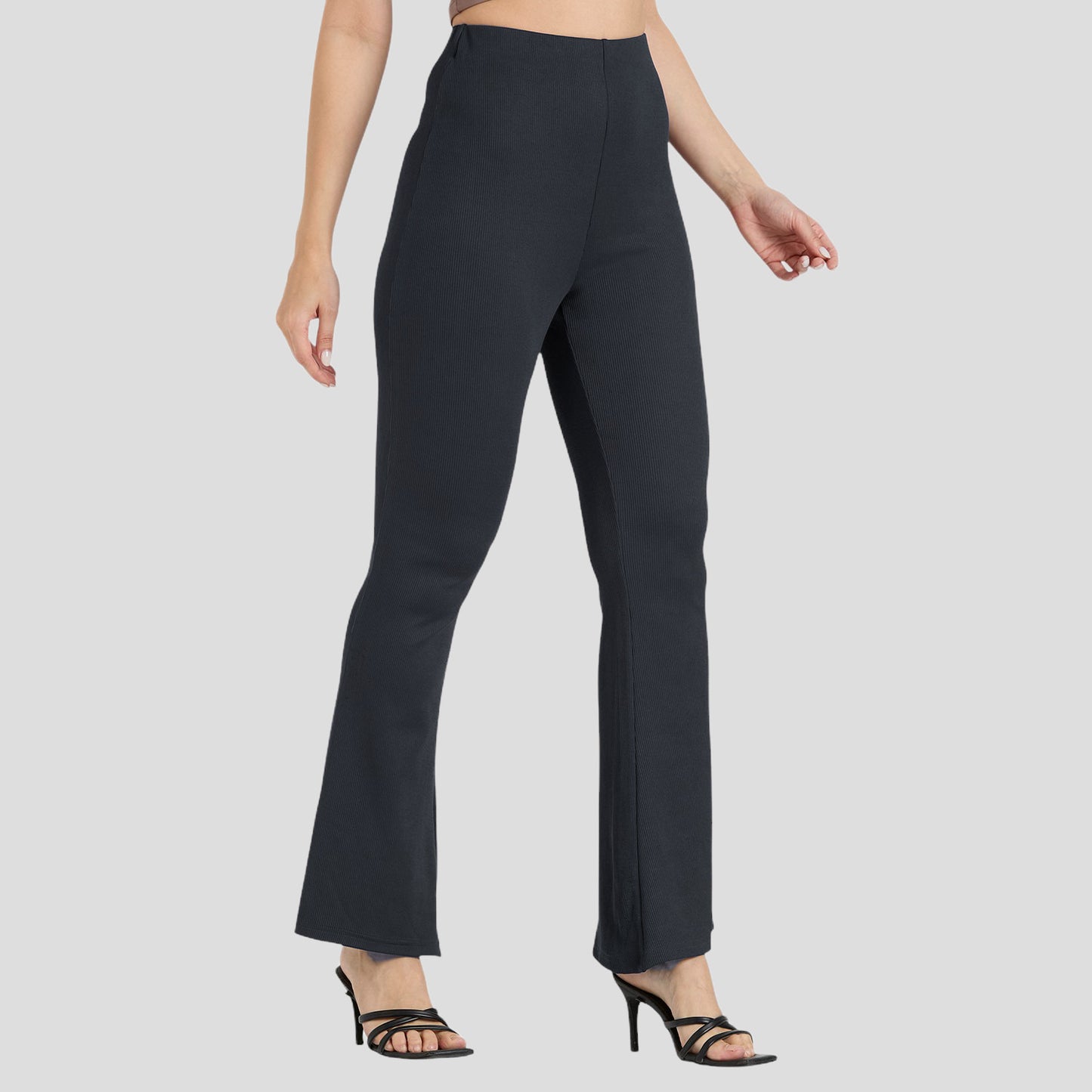 Cefalu Women Dark Grey Flared Pants