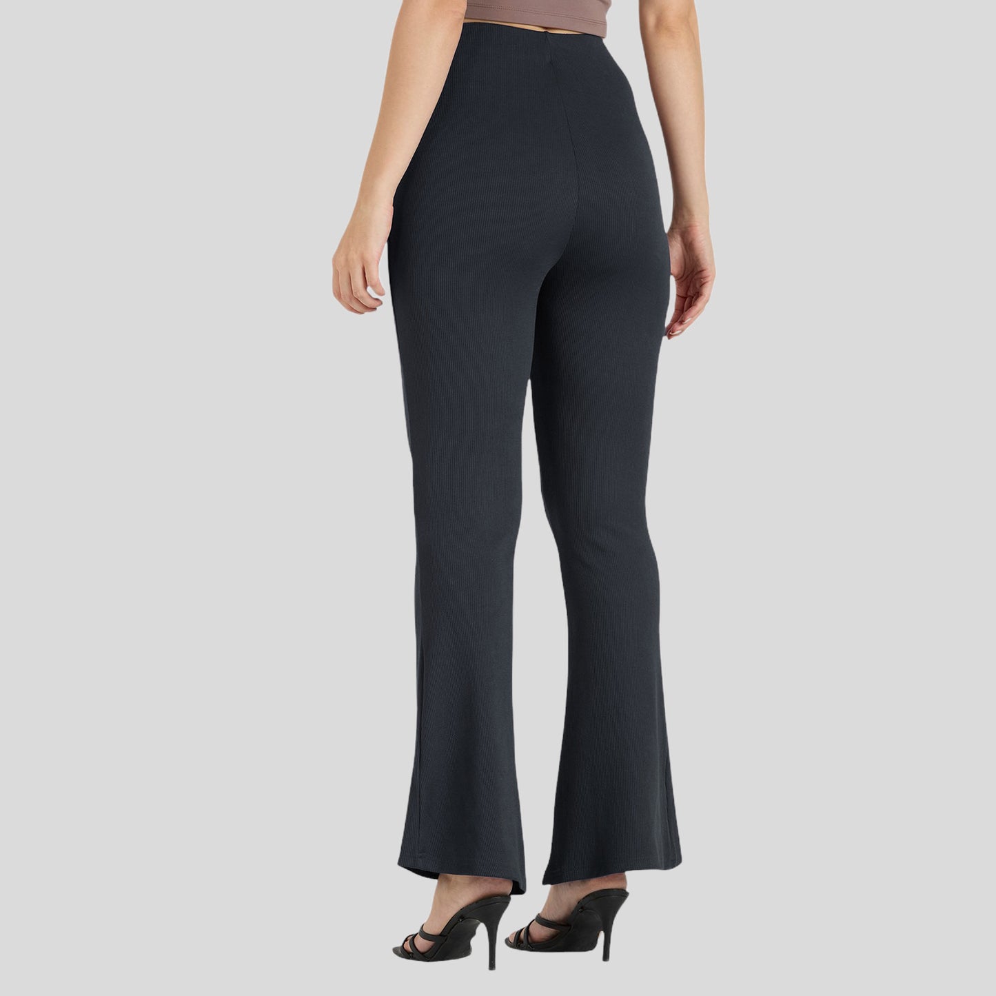 Cefalu Women Dark Grey Flared Pants