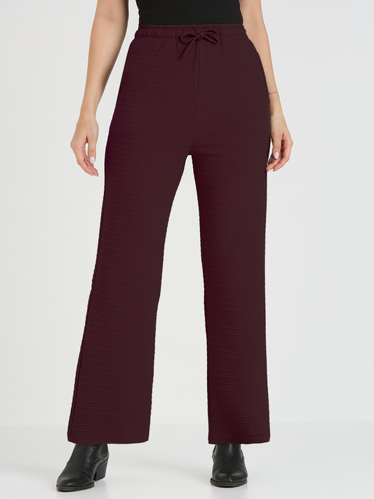 Cefalu Women Maroon Straight Fit Trouser