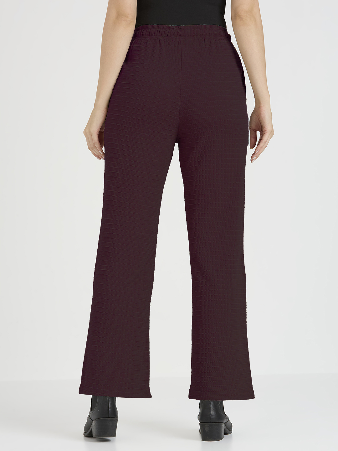 Cefalu Women Maroon Straight Fit Trouser