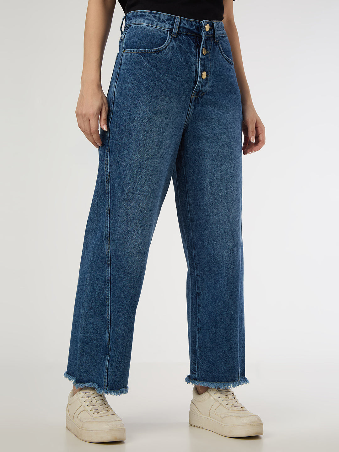 Cefalu Boyfriend Fit Jeans triple-button