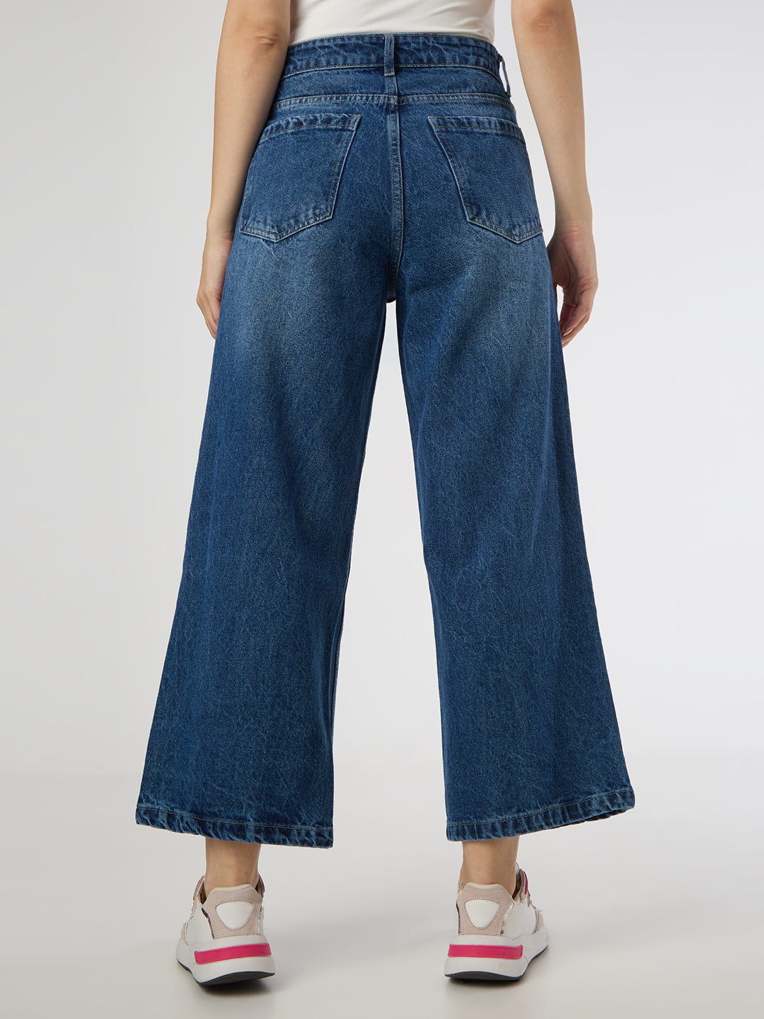 High-Waist Wide-Leg Jeans with Statement Side Buttons