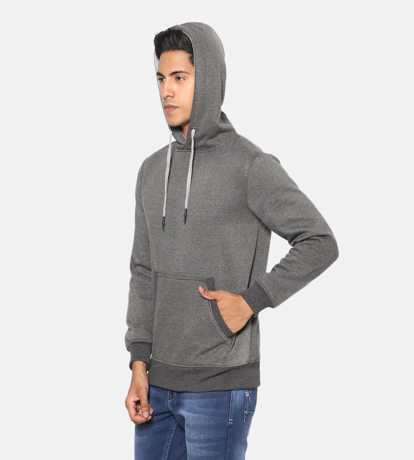 True Colors of India®️ (TCI) Men Stretchable Cotton Ash Grey Hoodies