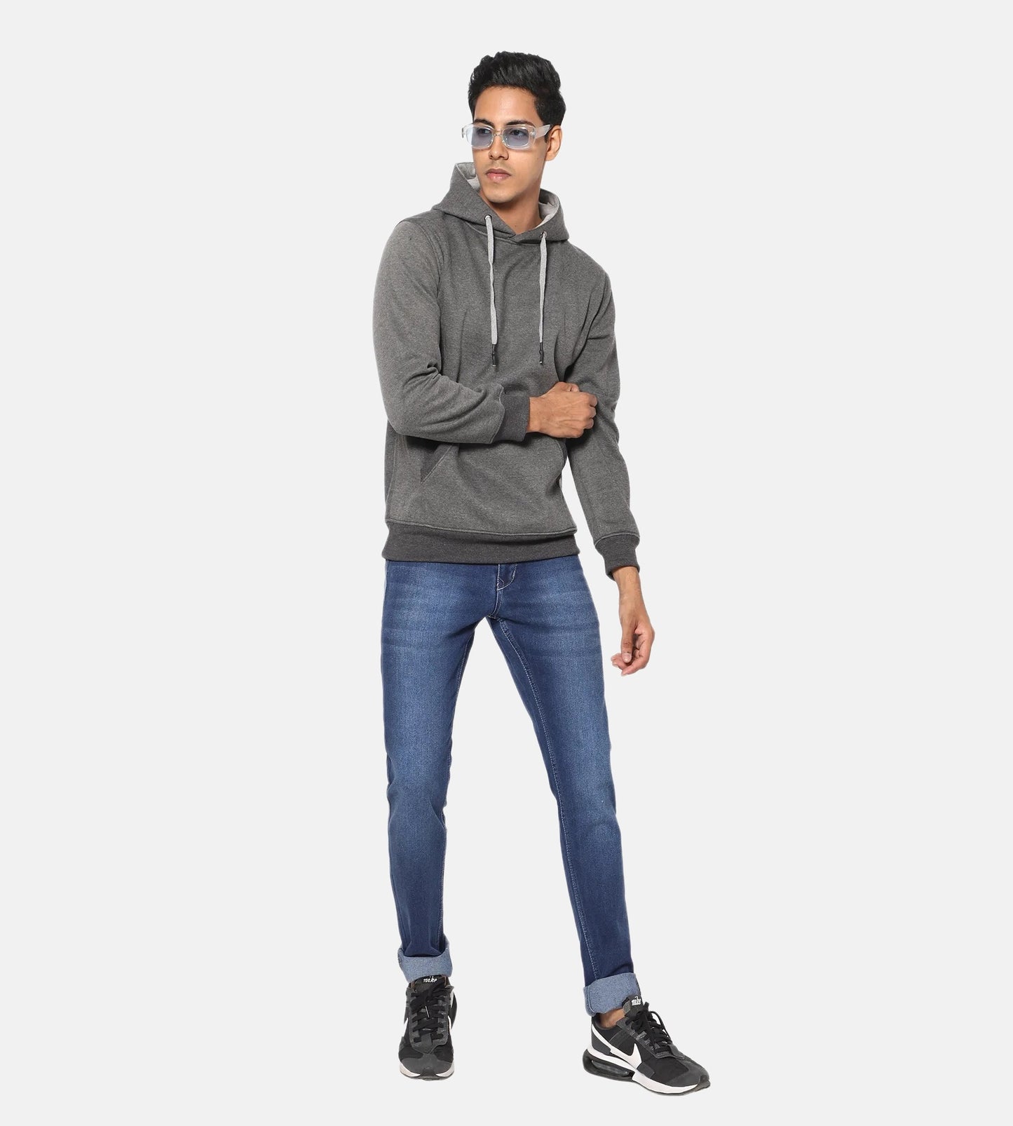 True Colors of India®️ (TCI) Men Stretchable Cotton Ash Grey Hoodies