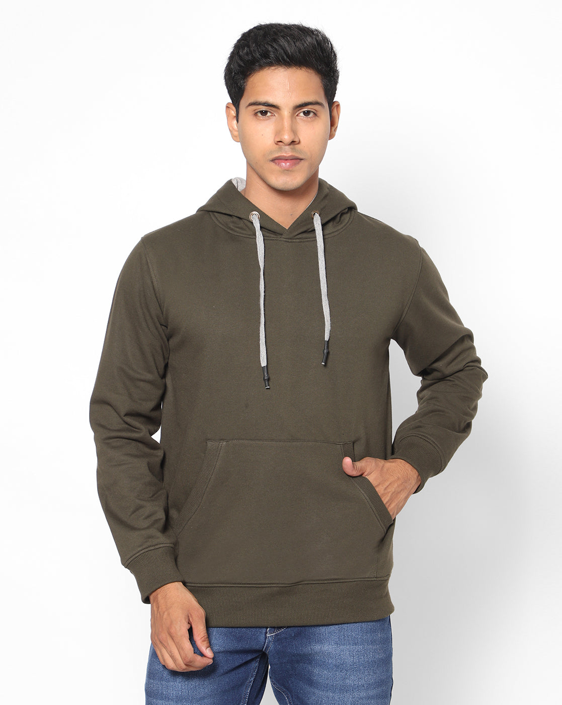 True Colors of India®️ (TCI) Men Cotton Olive Green Hoodies