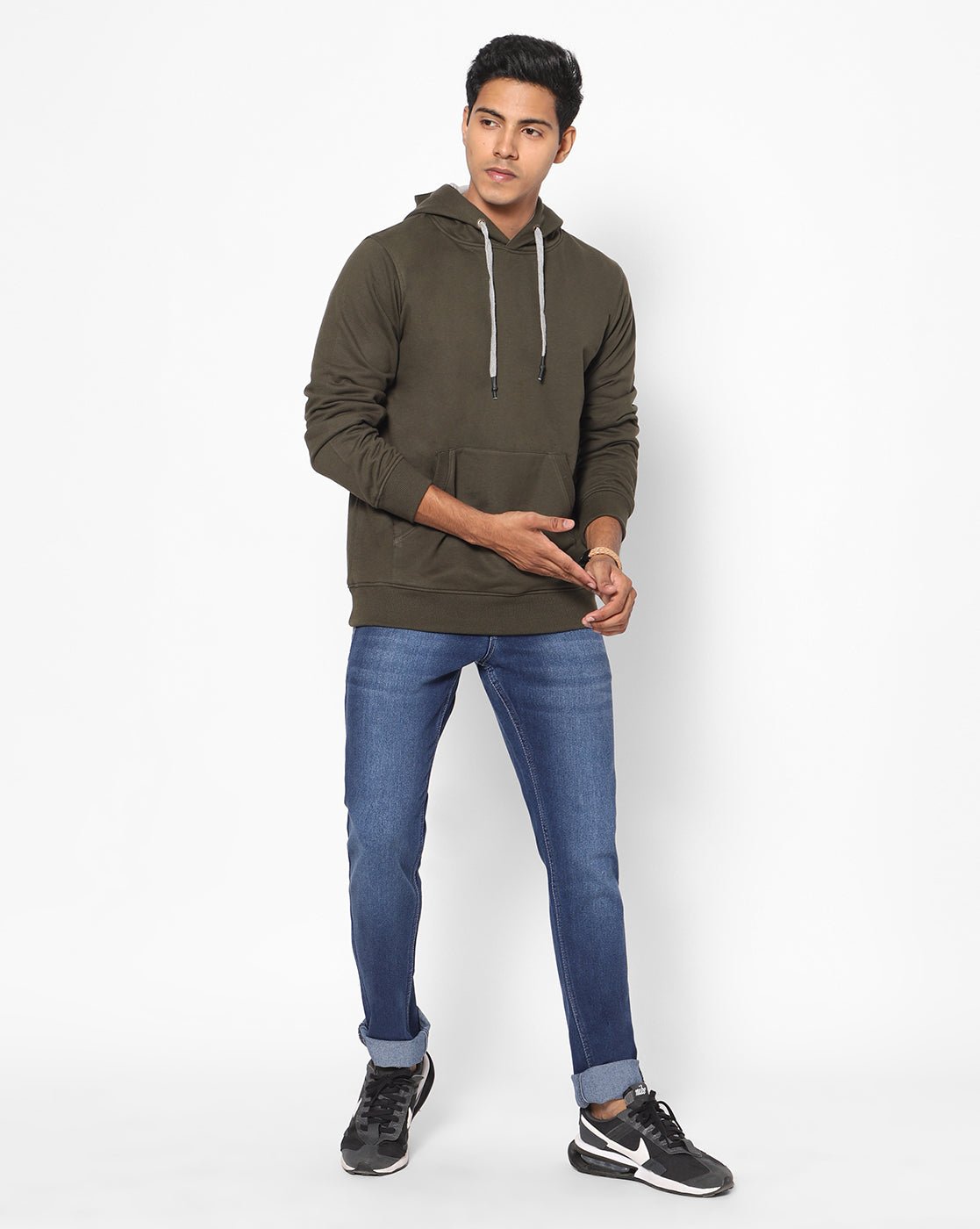 True Colors of India®️ (TCI) Men Cotton Olive Green Hoodies