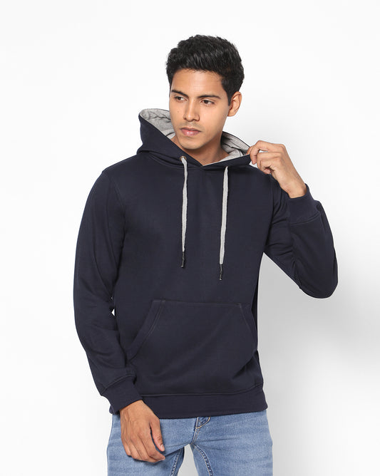 True Colors of India®️ (TCI) Men Blue Stretchable Cotton Hoodies